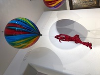 Ancizar Marin Sculptures  Ancizar Marin Sculptures  Balloon with Female Jester (Rainbow Balloon, Red Figure)